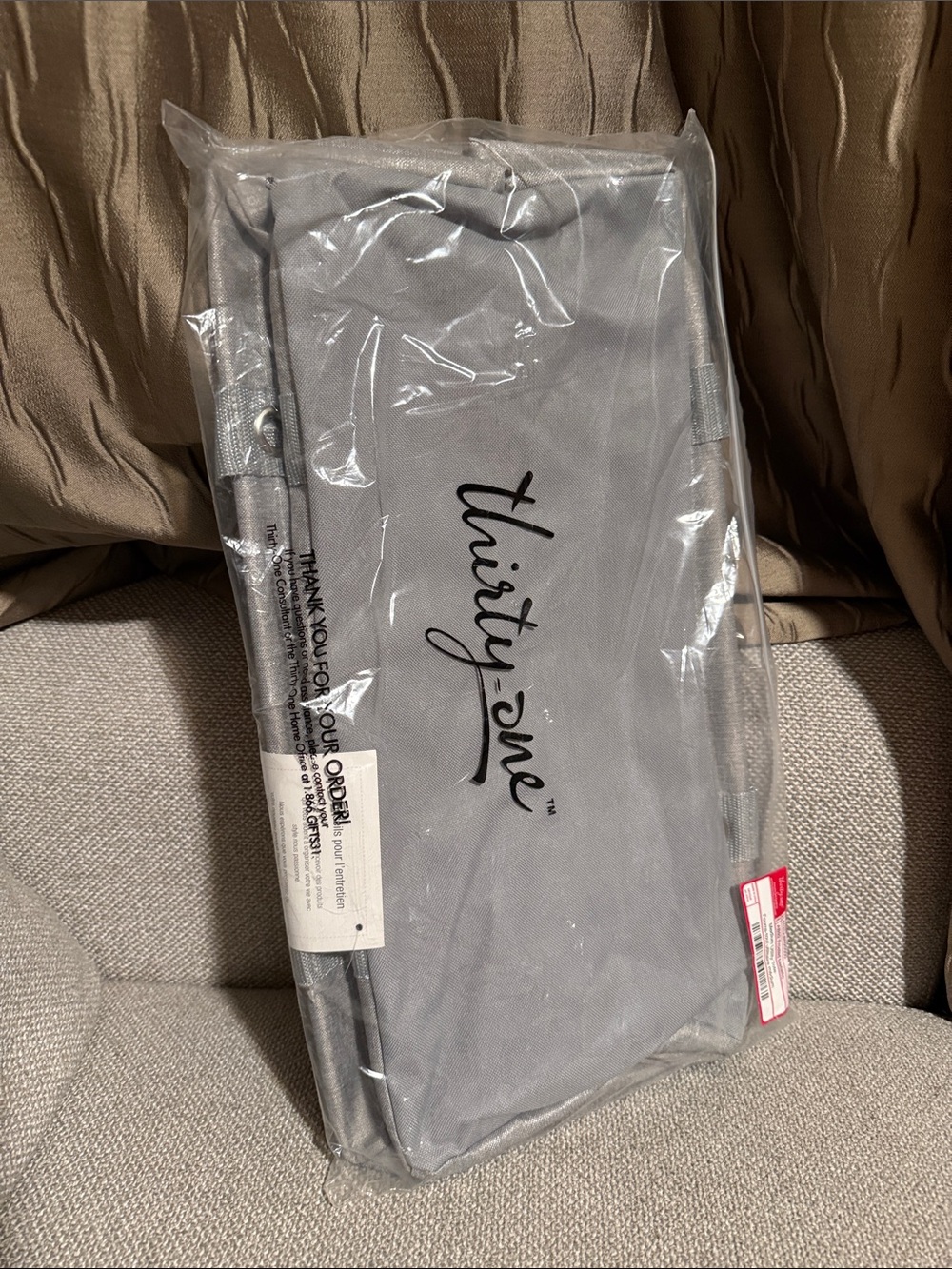 thirty-one frosted metallic Gray medium utility Tote NEW